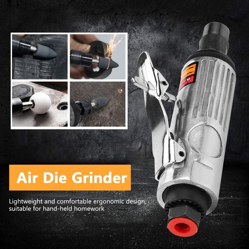 1/4in Pneumatic Die Grinder, Air Angle Die Grinder with 22000-25000rpm High Speed, Lightweight Ergonomic Design for Metal Stone PCB Engraving Polishing Cutting (AT-7032K Small single product 3mm - Image 3
