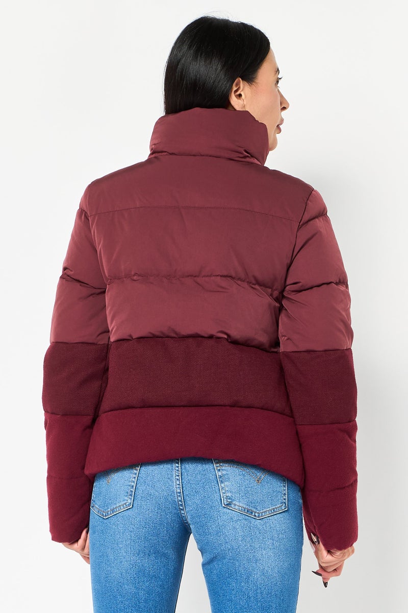 LACOSTE Women Quilted Puffer Jacket, Maroon - Image 2