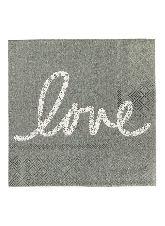 Restaurantware 13 Inch Paper Luncheon Napkins, 500 Love Script Design Printed Napkins - 3-Ply, Textured Edges, Gray Paper Decorated Napkins, Soft And Strong, For Parties Or Catering Events  - Image 2