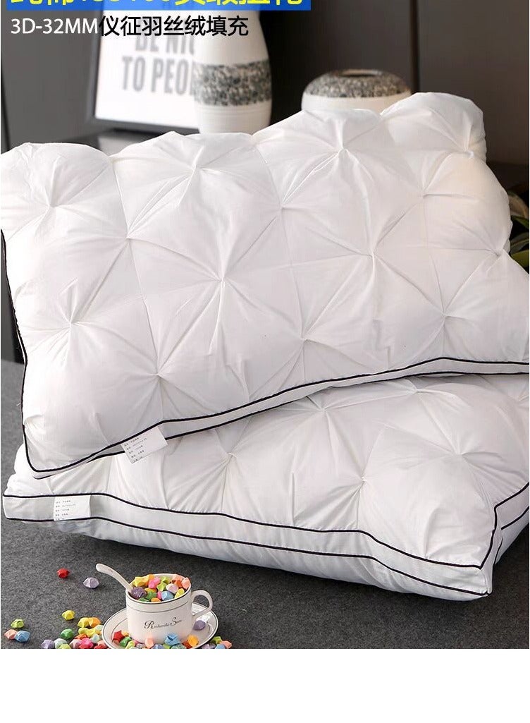 COMFY SOFT DOUBLE CORD HOTEL QUALITY FEATHER FILLING PILLOW- SET OF 2 - Image 1