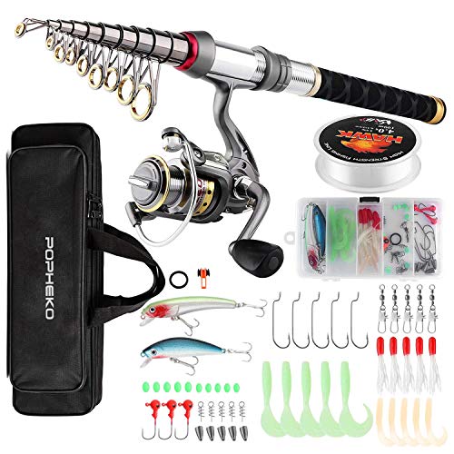 mouhike Fishing Rod Reel Combo Full Kit Telescopic Fishing Pole Set Spinning Reel Line Lures Hooks and Fishing Carrier Bag Saltwater Freshwater Fishing Gear for Kids Adults Professional (2.4M/7.87FT) - Image 1
