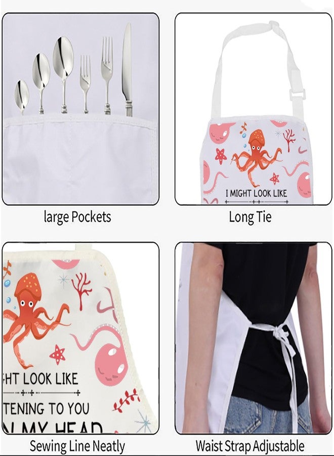 BNQL Octopus Apron with Pockets Octopus Gifts Octopus Lover Gifts Octopus Chef Gifts Octopus Kitchen Apron Octopus Baking Apron - Image 3
