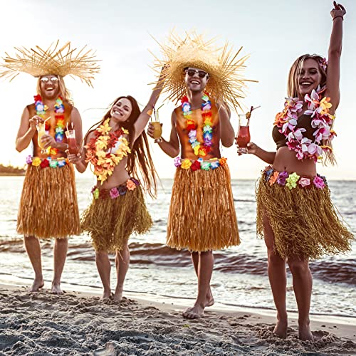 Yahenda 4 Pack Hawaiian Costumes for Man, Including Skirts Hula Skirts with Party Muscle Vest Straw Hat and Wreath, Hawaiian Outfits Party Accessory - Image 5