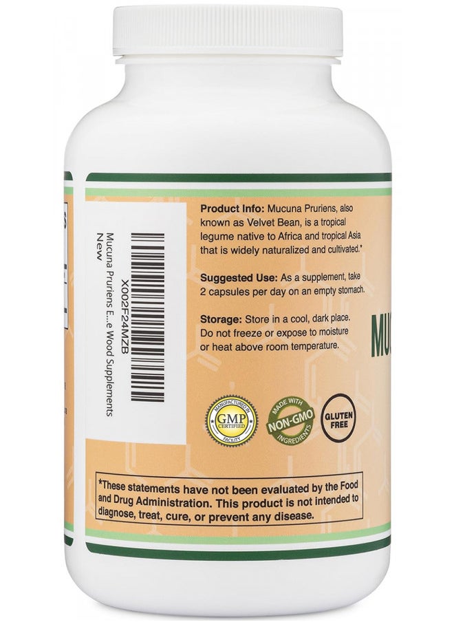 Double Wood Supplements - Mucuna Pruriens Extract Capsules   Dopamine Boosting Supplement   210 Count, 1,000Mg Per Serving, 20% (From Velvet Bean) (For Mood and Motivation Support) Third Party Tested By Double Wood - Image 1