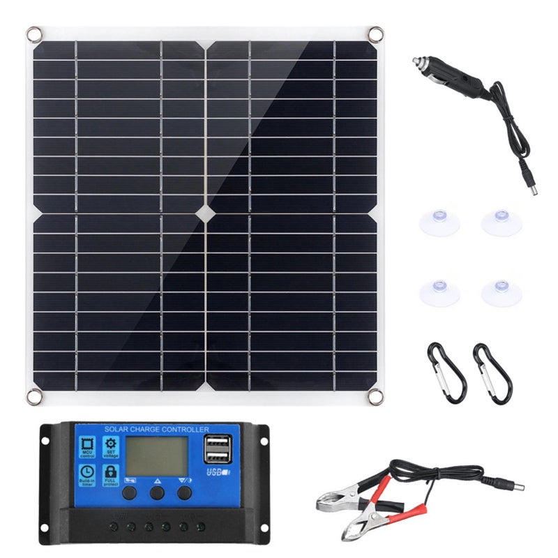 Flexible Solar Panels Kit 20W with 300W Controller 12V Power Supply USB Charging Interface Solar Board Waterproof Solar Cells for Phone RV Car - Image 1