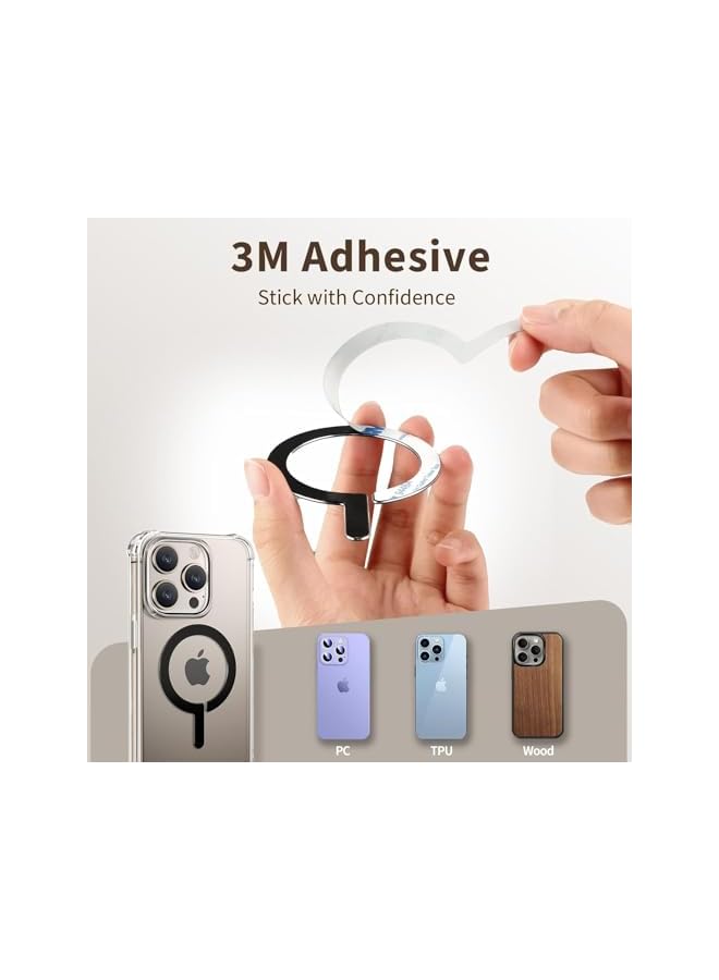 S-TOP 2 Pack Magnetic Ring Compatible with MagSafe, Universal MagSafe Sticker, Magnetic Adapter Ring Wireless Charging Fit for IPhone 15/14/13/12/11 and More, with 3M Adhesive, Black - Image 3