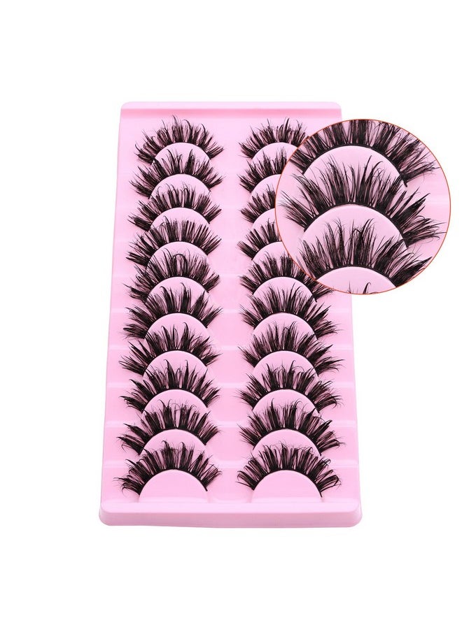 DSLONG - 10 Pairs Wet Look Manga Lashes 3D Multi Layered Spiky Lashes D Curl Long Eyelashes Strips Fluffy Faux Mink Lashes Extension For Japanese Anime Cosplay Makeup (Sa03) - Image 1