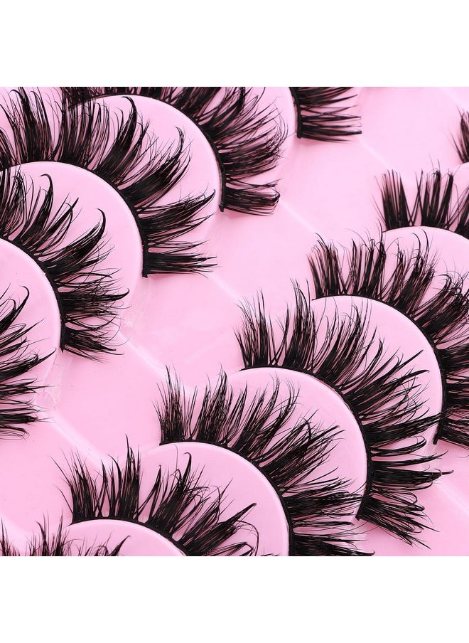 DSLONG - 10 Pairs Wet Look Manga Lashes 3D Multi Layered Spiky Lashes D Curl Long Eyelashes Strips Fluffy Faux Mink Lashes Extension For Japanese Anime Cosplay Makeup (Sa03) - Image 1