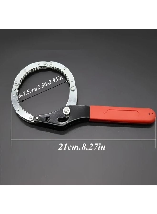 1pc Adjustable Oil Filter Wrench with Red Rubber Grip for Cars Motorcycles - Image 3