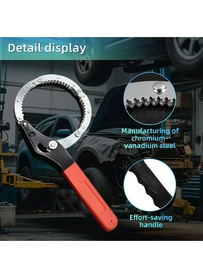 1pc Adjustable Oil Filter Wrench with Red Rubber Grip for Cars Motorcycles - Image 5