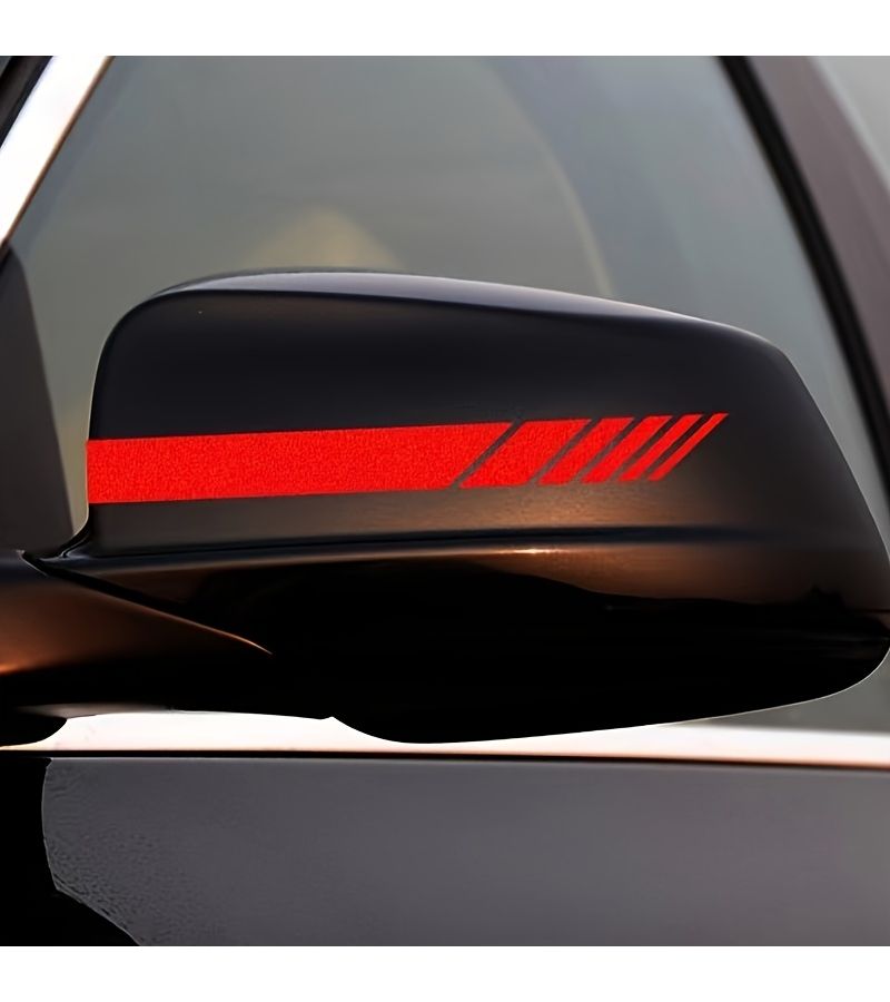 1 Pair Car Side Mirror Striped Stickers Black Anti Scratch Decorative - Image 1