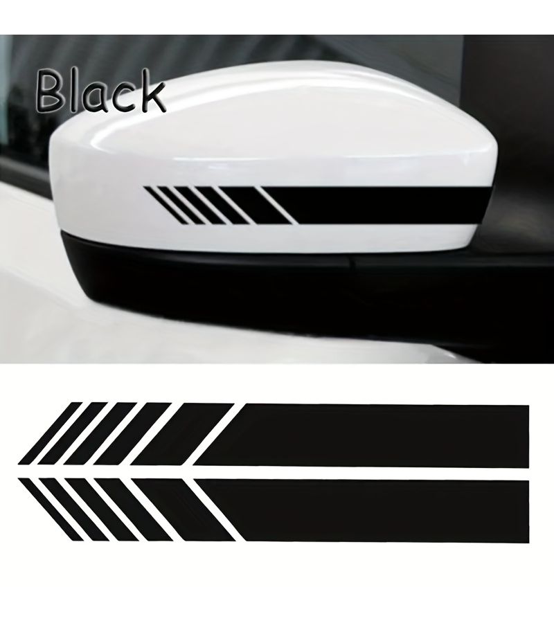1 Pair Car Side Mirror Striped Stickers Black Anti Scratch Decorative - Image 5