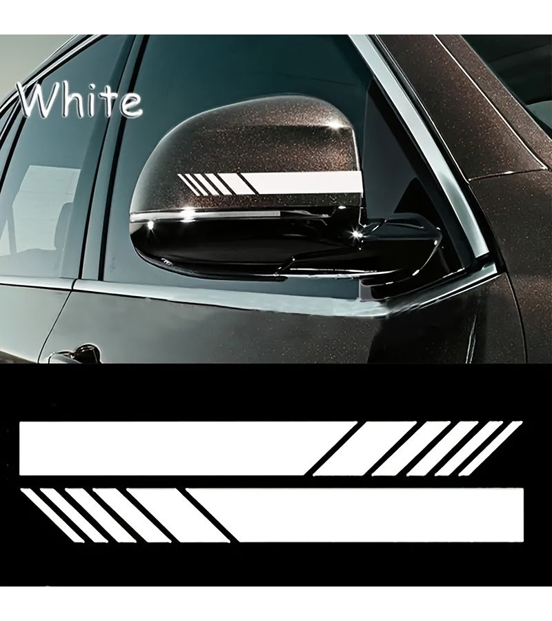 1 Pair Car Side Mirror Striped Stickers Black Anti Scratch Decorative - Image 2