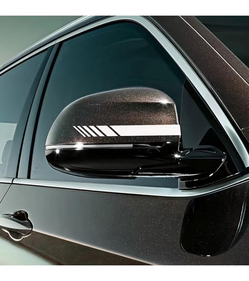 1 Pair Car Side Mirror Striped Stickers Black Anti Scratch Decorative - Image 3