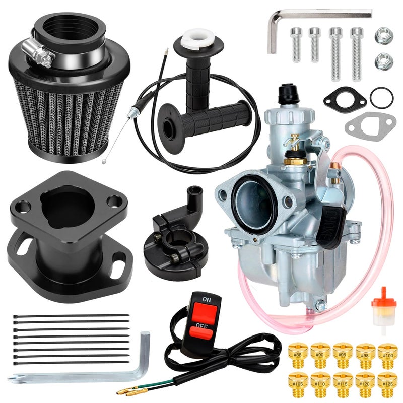 FVRITO Mini Bike 212cc Carburetor Throttle Cable Assembly Jets Kit for Predator 212 196cc 224cc Coleman CT200U BT200X CT200UEX RB200 Baja Warrior MB200 Axis M200 KT196 Go Kart Performance Parts