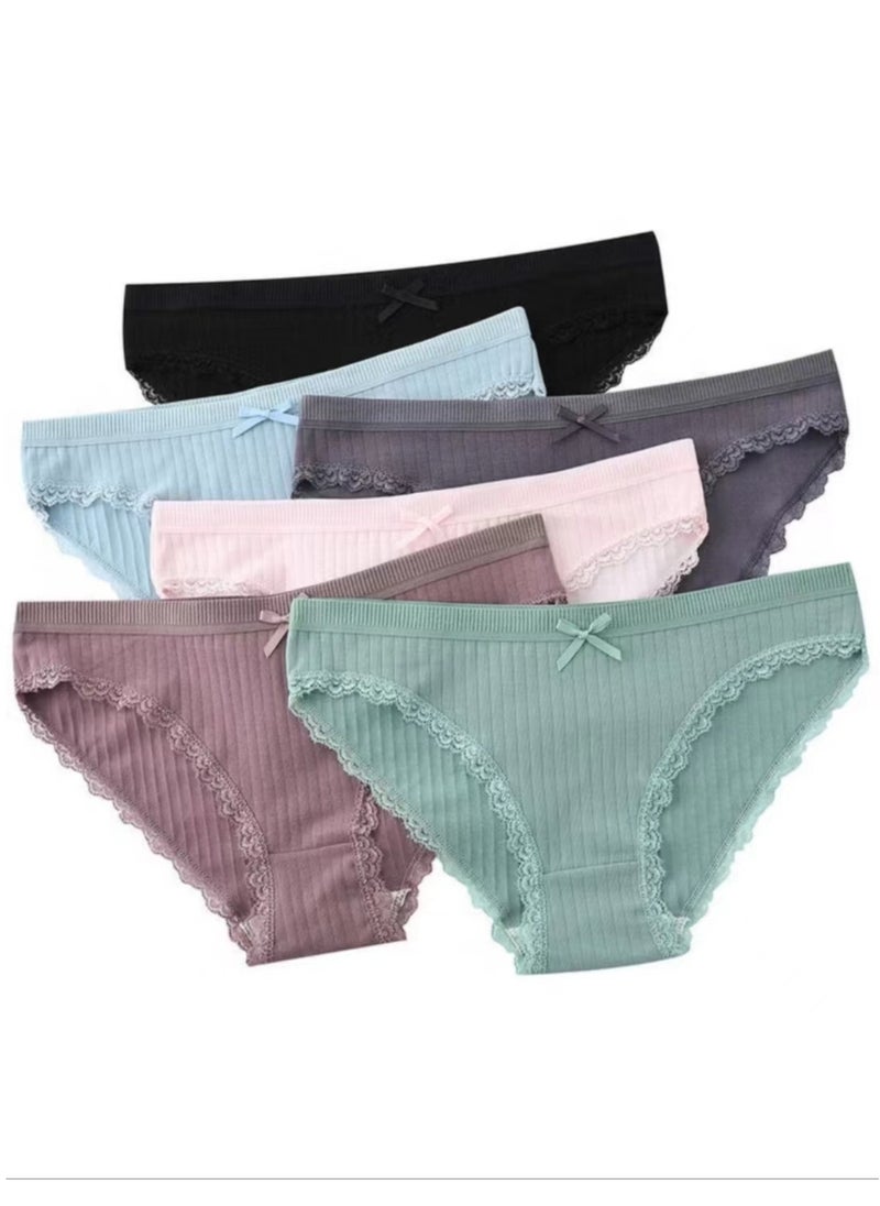 Generic - 6-Piece Cotton Bikini Breathable Panties Low Waist Fashionable Ladies Charming Thick Bottom - Image 1