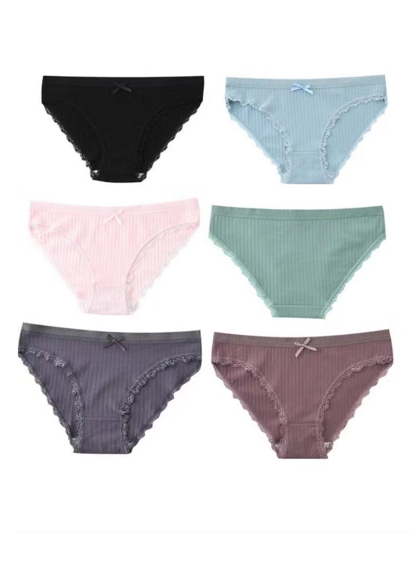Generic - 6-Piece Cotton Bikini Breathable Panties Low Waist Fashionable Ladies Charming Thick Bottom - Image 1