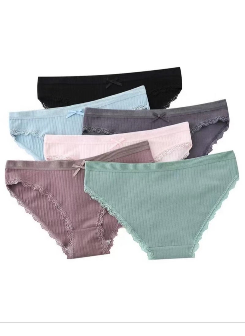 Generic - 6-Piece Cotton Bikini Breathable Panties Low Waist Fashionable Ladies Charming Thick Bottom - Image 1