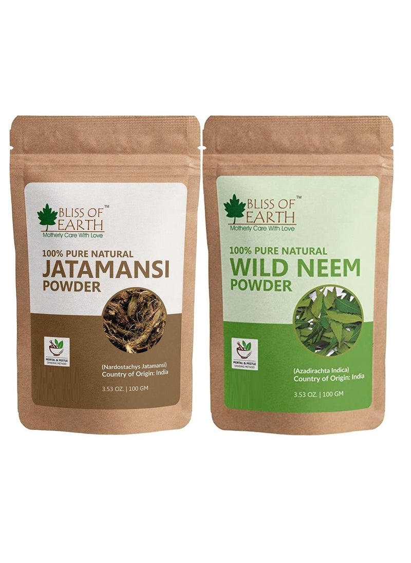 BLISS OF EARTH Bliss Of Earth Pure Natural Jatamansi Powder Neem Leaves Powder 100 Gm Pack Of 2  - Image 1