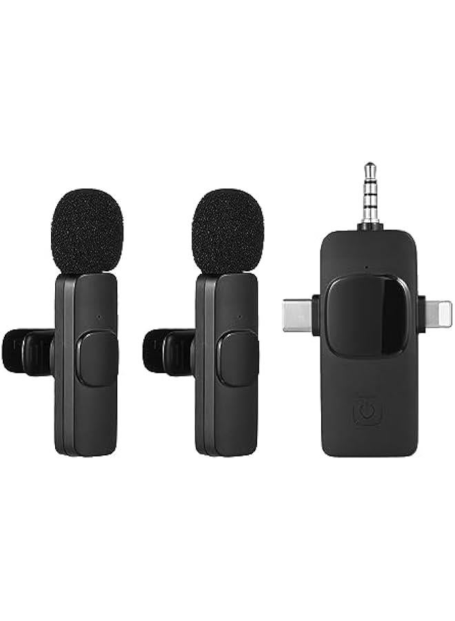 3-in-1 Wireless Collar Clip Microphone Clip-on Microphone Mic Transmitt and Receiv with Clip Portable Re able Microphone System for Interview Live Show Vlog p graphing Teaching Meeting Speech