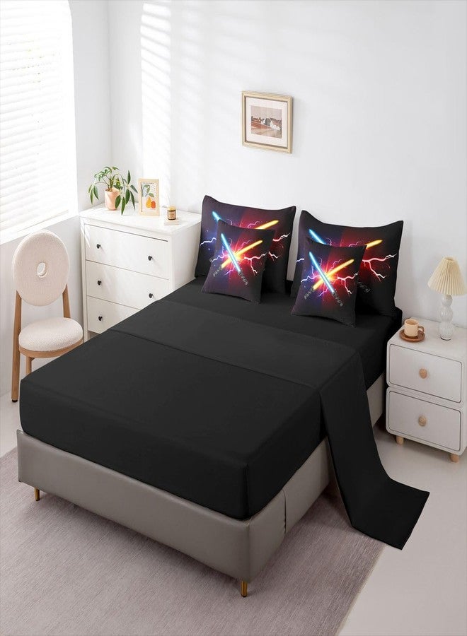Feelyou Twin Lightsaber Pattern Bed in a Bag 7-Piece Sword Comforter Set with Comforter, Pillow Shams, Flat Sheet, Fitted Sheet and Pillowcases All Season Star Wars Vibe Bedding - Image 5