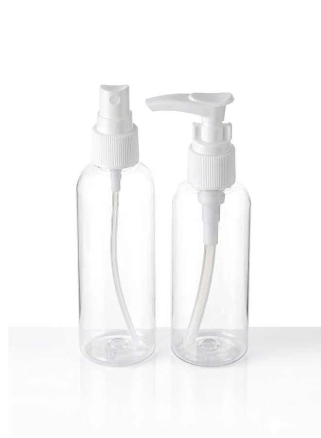 Crazy Boss 2pc Clear Refillable Travel Bottle Set – Leak-Proof TSA Approved 100ml Containers – Portable Spray & Lotion Pump Bottles for Toiletries (White/Clear) - Image 2