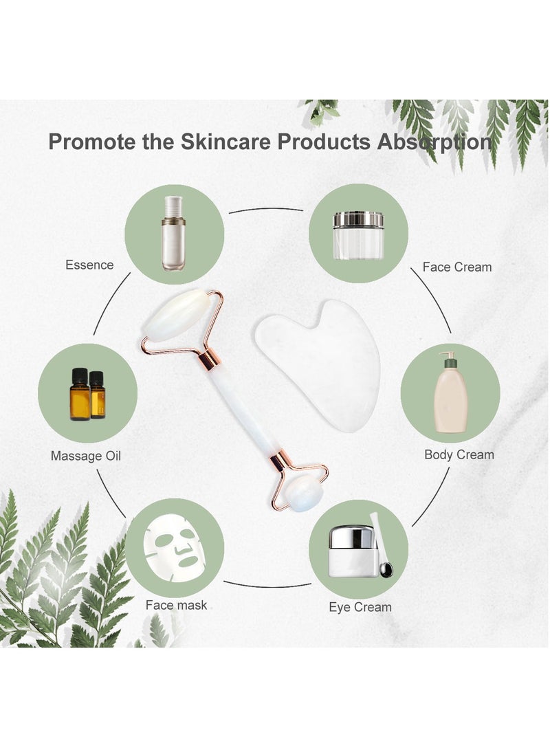 2-Piece Resin Massage Roller Set - Double-Headed Massage Roller + Scraping Board for Massage, Eye and Face Massager, Double-Headed Massager, and Plate Face Massage Tool (White) - Image 3