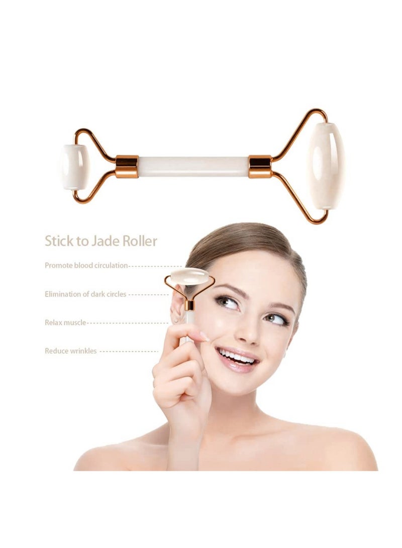 2-Piece Resin Massage Roller Set - Double-Headed Massage Roller + Scraping Board for Massage, Eye and Face Massager, Double-Headed Massager, and Plate Face Massage Tool (White) - Image 4