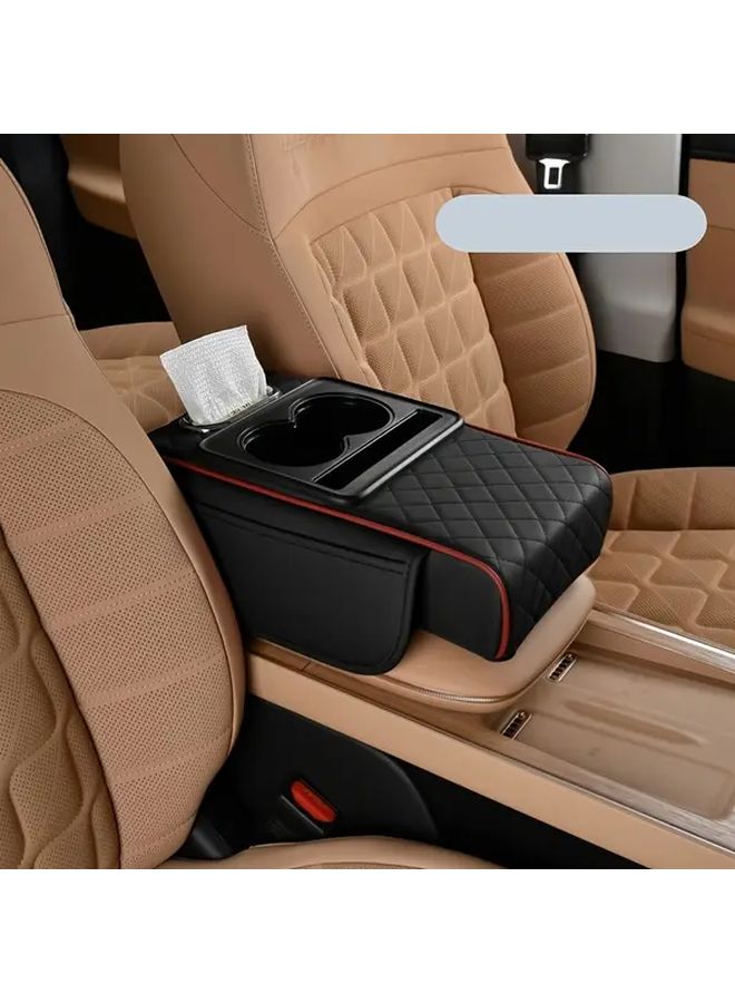 Orange Auto Armrest Cushion Center Console Pad With 2 Cup Holders - Image 1