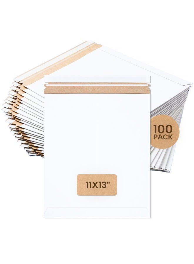 BOX USA Self-Seal Stay Flat Mailer, Stayflats® Brand, White, 11" x 13 1/2" (Pack of 100) - Image 1