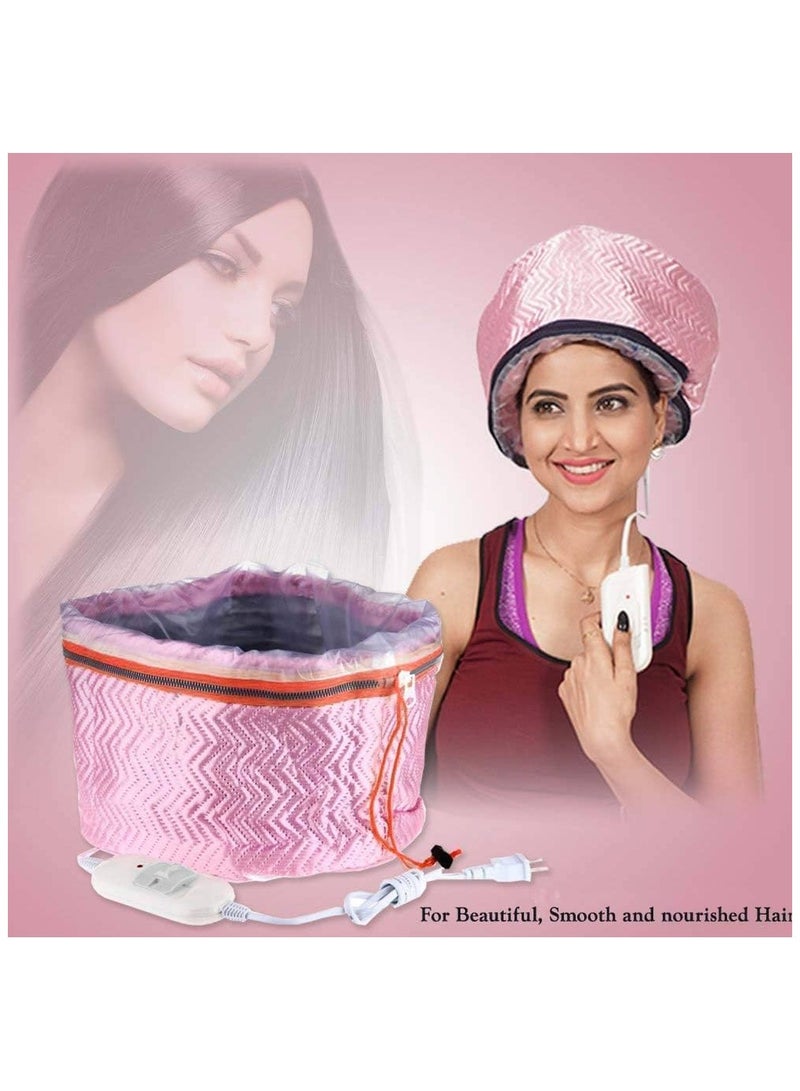 مخطوطات قبعة سبا حرارية للشعر مع جهاز بخار التجميل وغطاء تسخين مغذي، قبعة سبا للشعر، قبعة سبا بخار للنساء باللون الوردي المقاس: طول 25 × ارتفاع 17 سم - Image 1