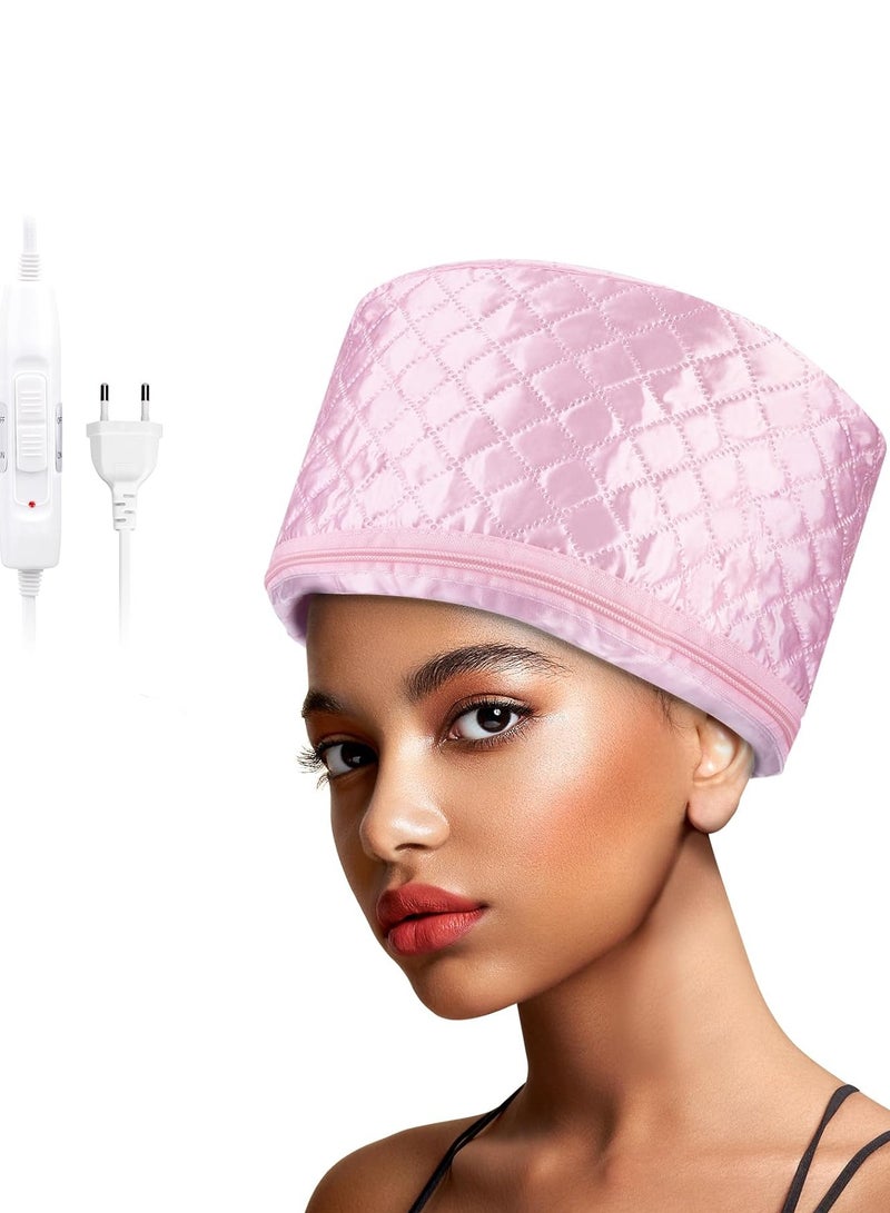 مخطوطات قبعة سبا حرارية للشعر مع جهاز بخار التجميل وغطاء تسخين مغذي، قبعة سبا للشعر، قبعة سبا بخار للنساء باللون الوردي المقاس: طول 25 × ارتفاع 17 سم - Image 3