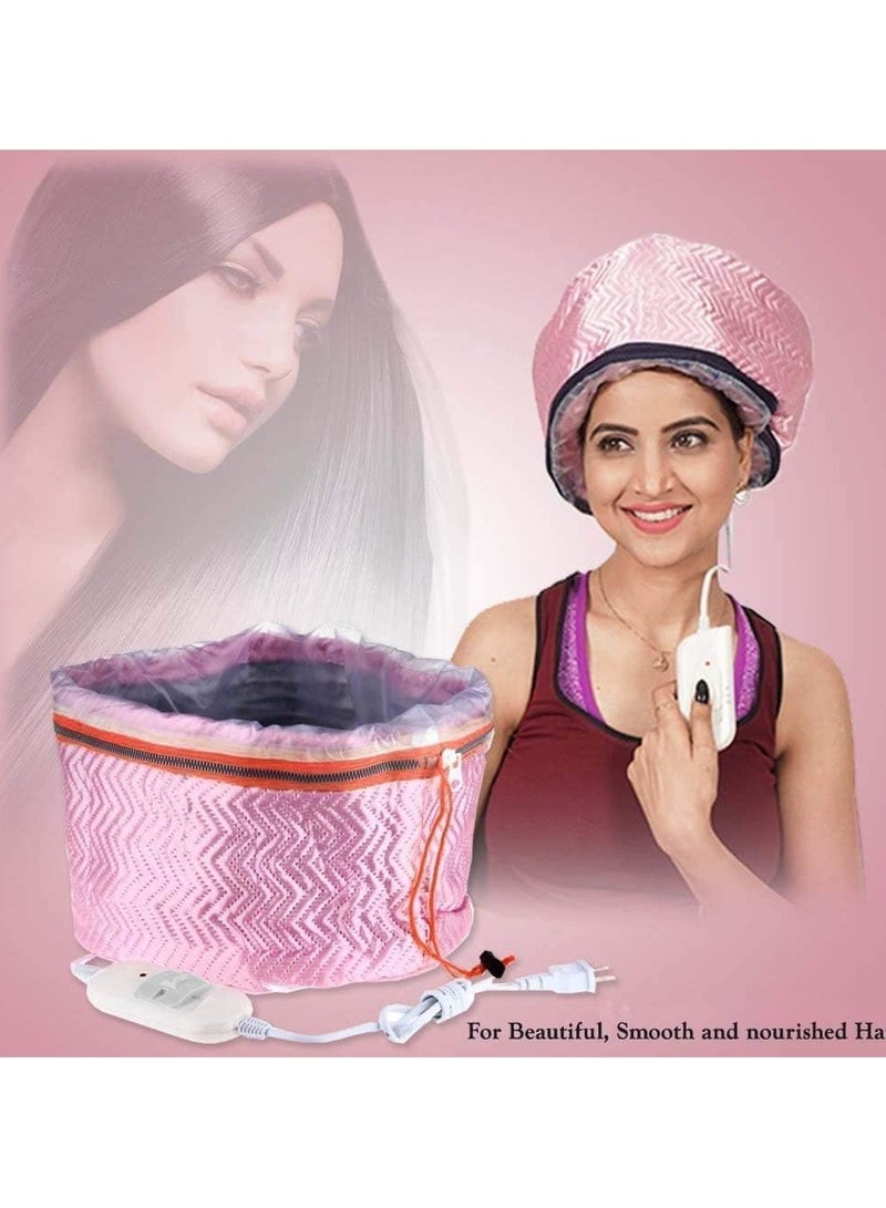 مخطوطات قبعة سبا حرارية للشعر مع جهاز بخار التجميل وغطاء تسخين مغذي، قبعة سبا للشعر، قبعة سبا بخار للنساء باللون الوردي المقاس: طول 25 × ارتفاع 17 سم - Image 5