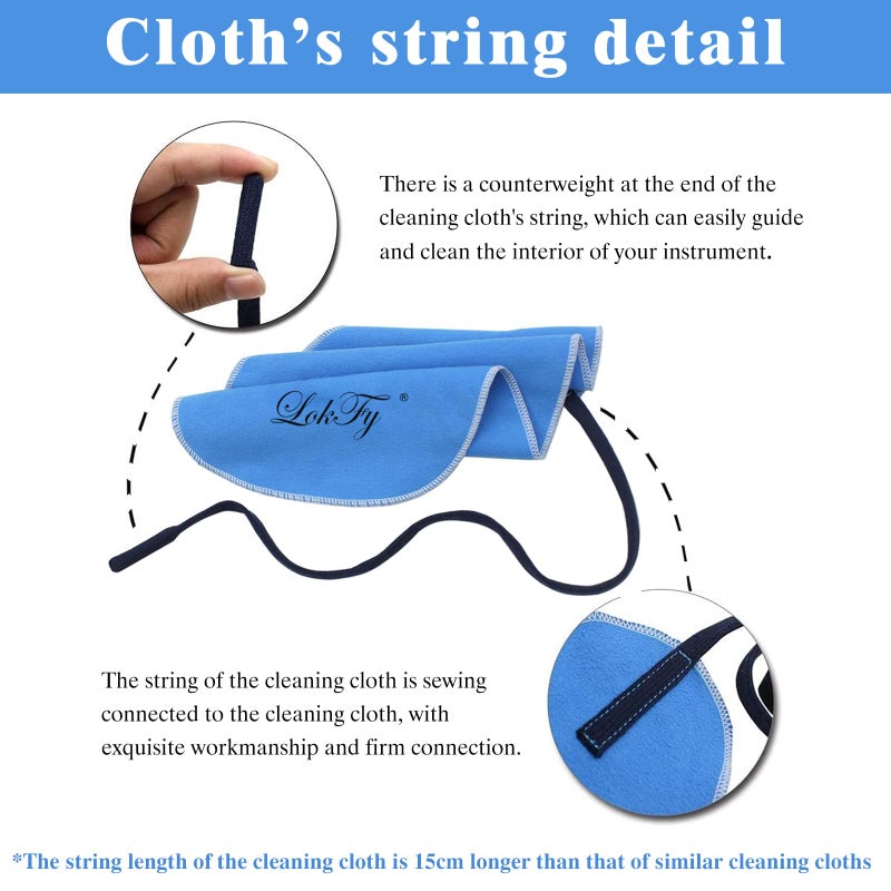 LokFy Cleaning Cloth for Inside Tube Suitable for Clarinet Piccolo Flute Sax Saxophone (Blue) - Image 2