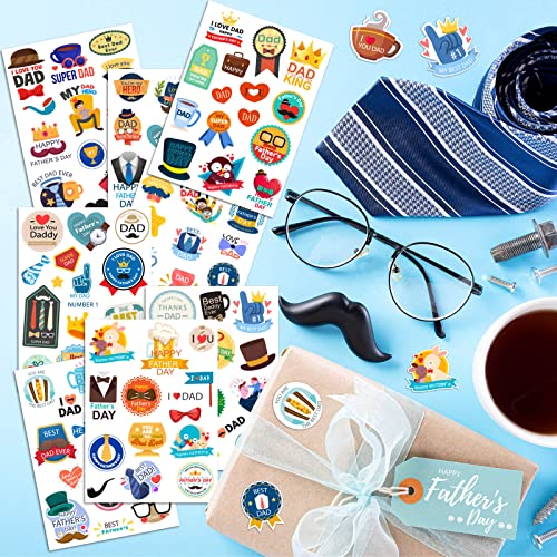 ZHBDMGK Happy Fathers Day Stickers, 16 Sheet Cute Dad Stickers for Boxes Envelopes Cards Scrapbooking Fathers Day Gift Decorations - Image 2