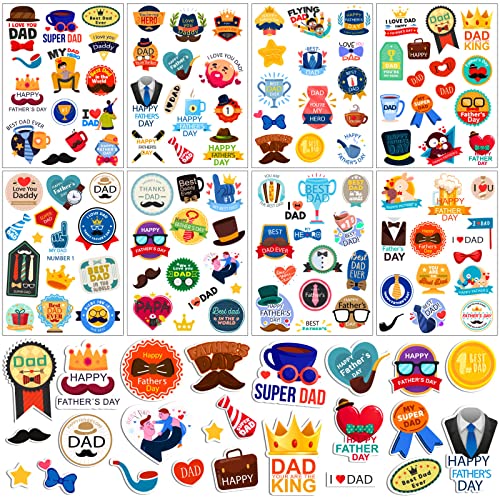 ZHBDMGK Happy Fathers Day Stickers, 16 Sheet Cute Dad Stickers for Boxes Envelopes Cards Scrapbooking Fathers Day Gift Decorations - Image 1