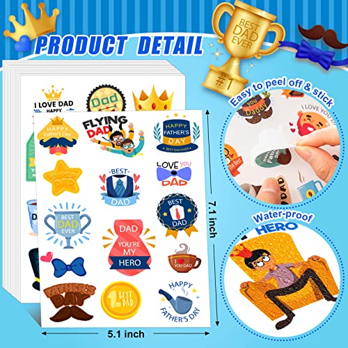 ZHBDMGK Happy Fathers Day Stickers, 16 Sheet Cute Dad Stickers for Boxes Envelopes Cards Scrapbooking Fathers Day Gift Decorations - Image 3