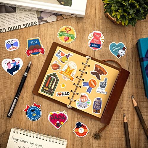 ZHBDMGK Happy Fathers Day Stickers, 16 Sheet Cute Dad Stickers for Boxes Envelopes Cards Scrapbooking Fathers Day Gift Decorations - Image 4