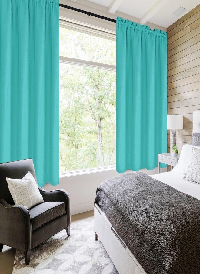 DWCN Blackout Curtains for Living Room Thermal Insulated, Energy Saving & Noise Reducing Bedroom Curtains, Peacock Blue, W 42x L 63 Inch, Set of 2 Rod Pocket Curtain Panels - Image 2