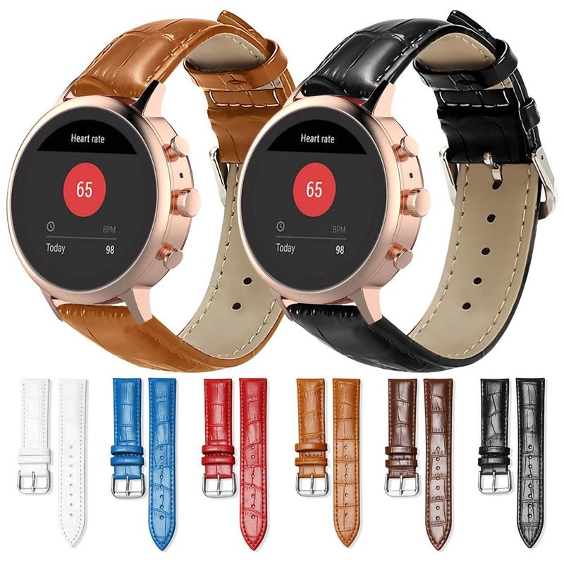 erorex 22Mm For Fossil Gen 5 Carlyle/Julianna/Garrett Bamboo Texture Pin Buckle Leather Watch Band(White) - Image 2