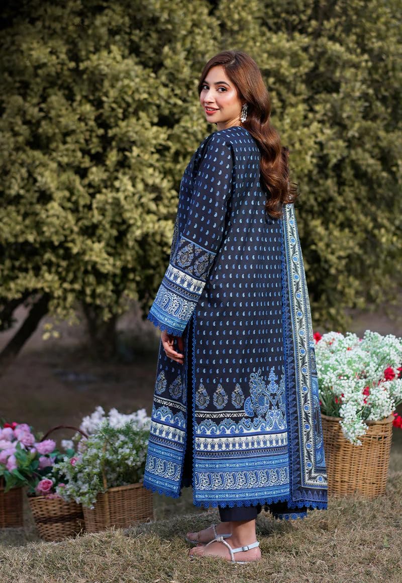 جو سريكي بدلات باكستانية مستقيمة مطبوعة من GoSriKi من الرايون الفيسكوزي للسيدات (Deniz Blue-GS_L_Blue_Large) - Image 2