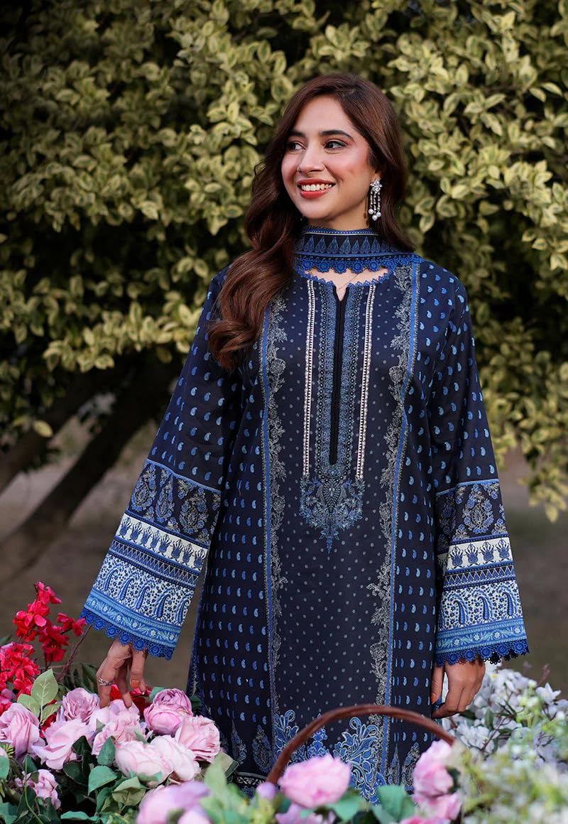 جو سريكي بدلات باكستانية مستقيمة مطبوعة من GoSriKi من الرايون الفيسكوزي للسيدات (Deniz Blue-GS_L_Blue_Large) - Image 4