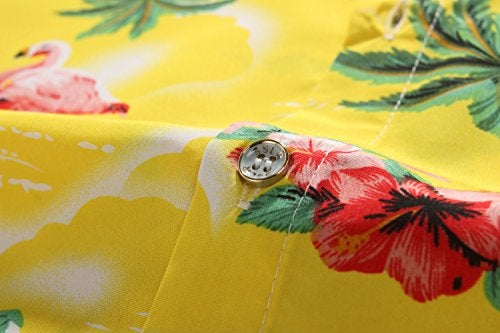 SSLR Mens Hawaiian Shirt Flamingos Casual Short Sleeve Button Down Shirts Aloha Shirt (Medium, Yellow) - Image 5