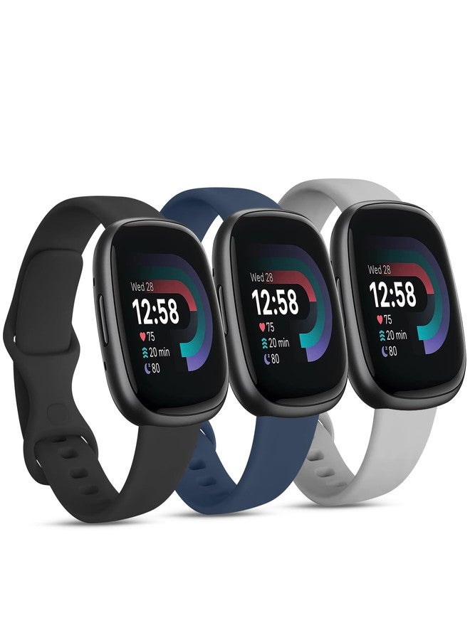 اي كي مجموعة من 3 أساور رياضية متوافقة مع ساعات Fitbit Sense 2 / Sense / Fitbit Versa 4 / Versa 3، للرجال والنساء، أساور كلاسيكية ناعمة لساعات Fitbit Sense 2 / Sense / Versa 4 / Versa 3 الذكية - Image 1