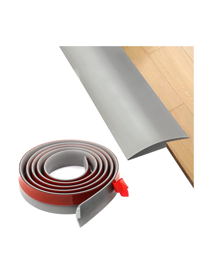 Floor Rubber Transition Strip, Self Adhesive Carpet to Tile Transition Strip Edging Trim Strip for Threshold Transitions with a Height Less Than 5 mm/0.2in, Flexible Threshold Strips(3 Meters) - Image 1