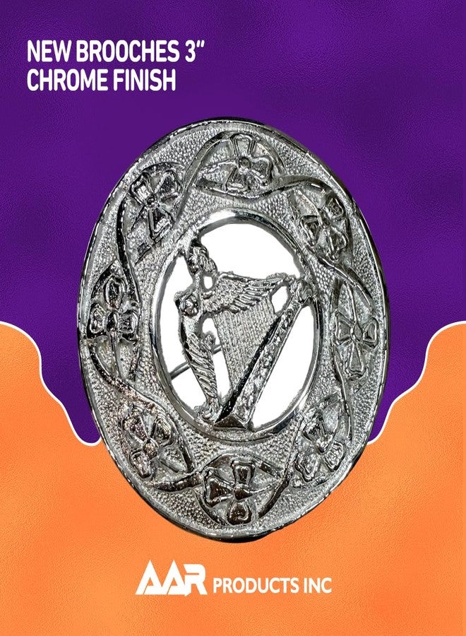 AAR Scottish Brooches Design Chrome Finish Pin Fly Plaid Highland Klit Size 3" - Image 4