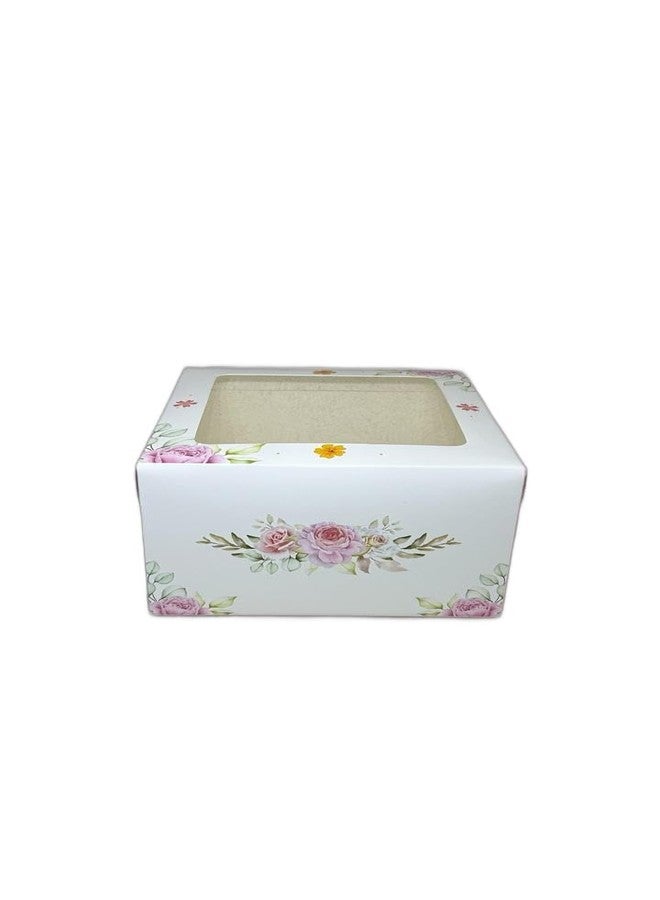 Baekence cake box 1/2 kg Window cake box Pink multiple small flowes design, Pack of 100 pcs - Image 3