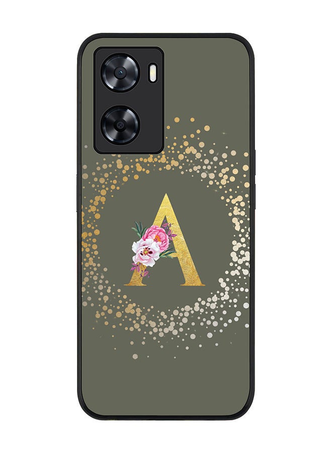 Stylizedd Rugged Black edge case for Oppo A57 4G/Oppo A77 4G/Oppo A77s Slim fit Soft Case TPU Gel Thin Cover - Custom Monogram Initial Letter Floral Pattern - A (Olive Green) - Image 1