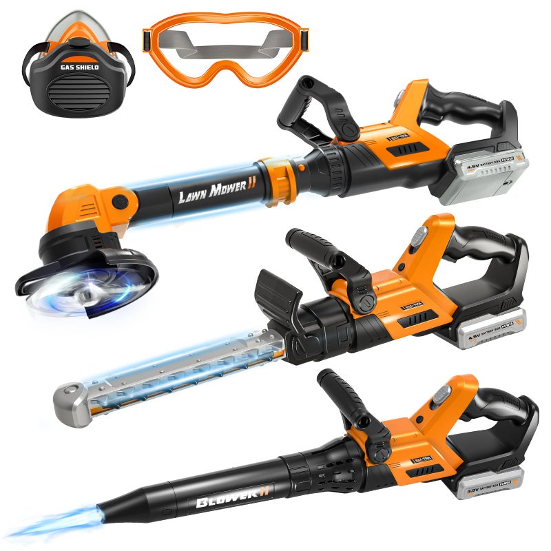 ShyLizard Kids Tool Set, 3 in 1 Kids Power Garden Tools with Sounds & Lights, Toy Weed Wacker, Toy Leaf Blower and Hedge Trimmer, Outdoor Toys, Toy Tools, Christmas Birthday Gifts for Boys 3 4 5 6 7 8 Year Old - Image 1