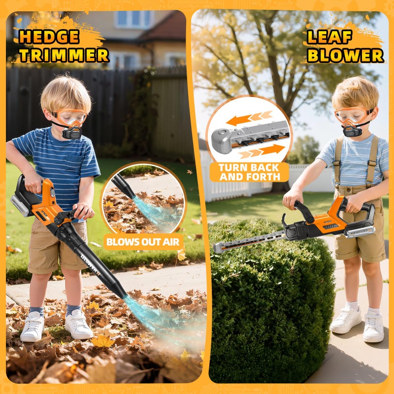 ShyLizard Kids Tool Set, 3 in 1 Kids Power Garden Tools with Sounds & Lights, Toy Weed Wacker, Toy Leaf Blower and Hedge Trimmer, Outdoor Toys, Toy Tools, Christmas Birthday Gifts for Boys 3 4 5 6 7 8 Year Old - Image 5